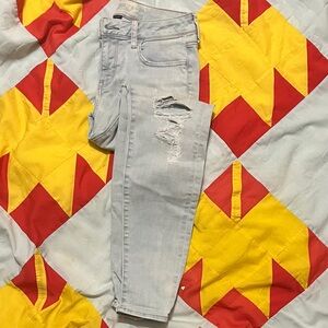 American Eagle Outfitters Light Wash Distressed Skinny Jeans